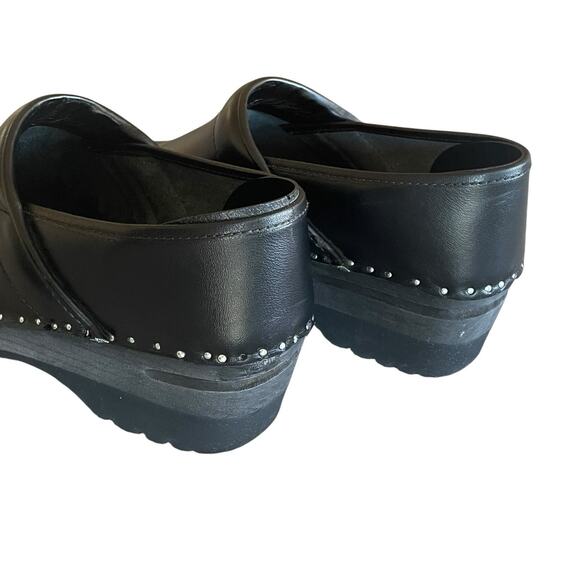 TROENTORPS Mens Size 43/9.5-10 Black Leather Silver Studded Comfort Clogs Sweden main image 7